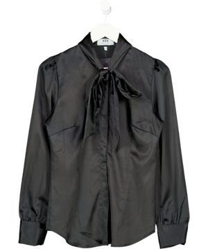 HAWES & CURTIS Black Pussybow Blouse Satin UK 12