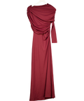Commense Red Bodycon Asymmetrical Neck Long Sleeve Ruched Maxi Dress UK XS