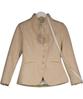 Aavelle Beige Chevron Tweed Curved Blazer UK S