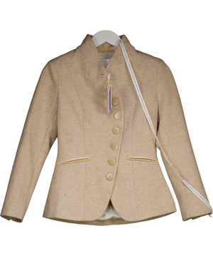 Aavelle Beige Chevron Tweed Curved Blazer UK S