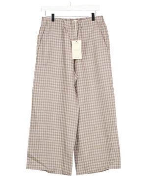 Jigsaw Greenish Grey 100% Linen Checked Trousers UK 10