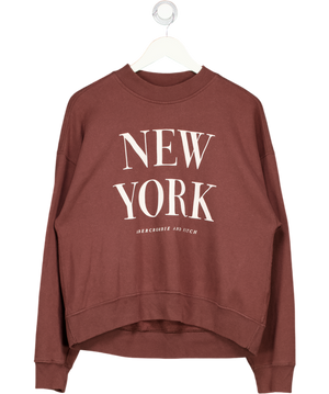 Abercrombie & Fitch Brown Crew Neck Pullover Cropped Sweatshirt UK L