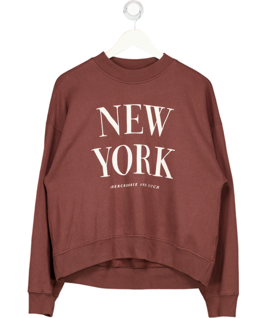 Abercrombie & Fitch Brown Crew Neck Pullover Cropped Sweatshirt UK L