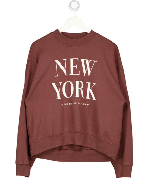 Abercrombie & Fitch Brown Crew Neck Pullover Cropped Sweatshirt UK L