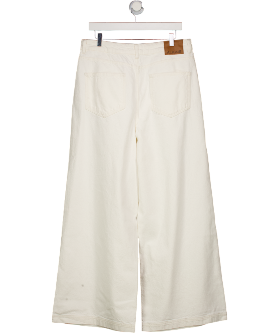 Aligne White Wide Leg Denim Jeans UK 14
