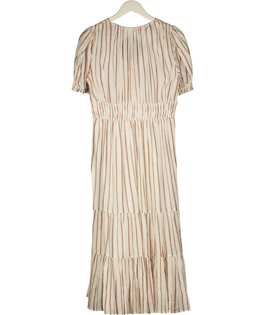 ULLA JOHNSON Cream Zaria Metallic Striped Cotton And Lurex-blend Dress Us4 UK 8