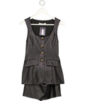 AMADA UPRICHARD Black Buttersoft Faux Leather Kya Playsuit UK XS