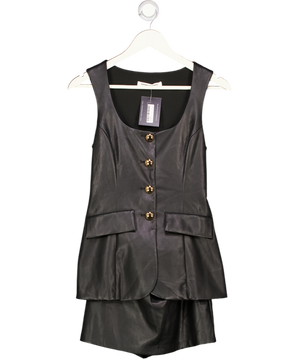 AMANDA UPRICHARD Black Buttersoft Faux Leather Kya Playsuit UK XS