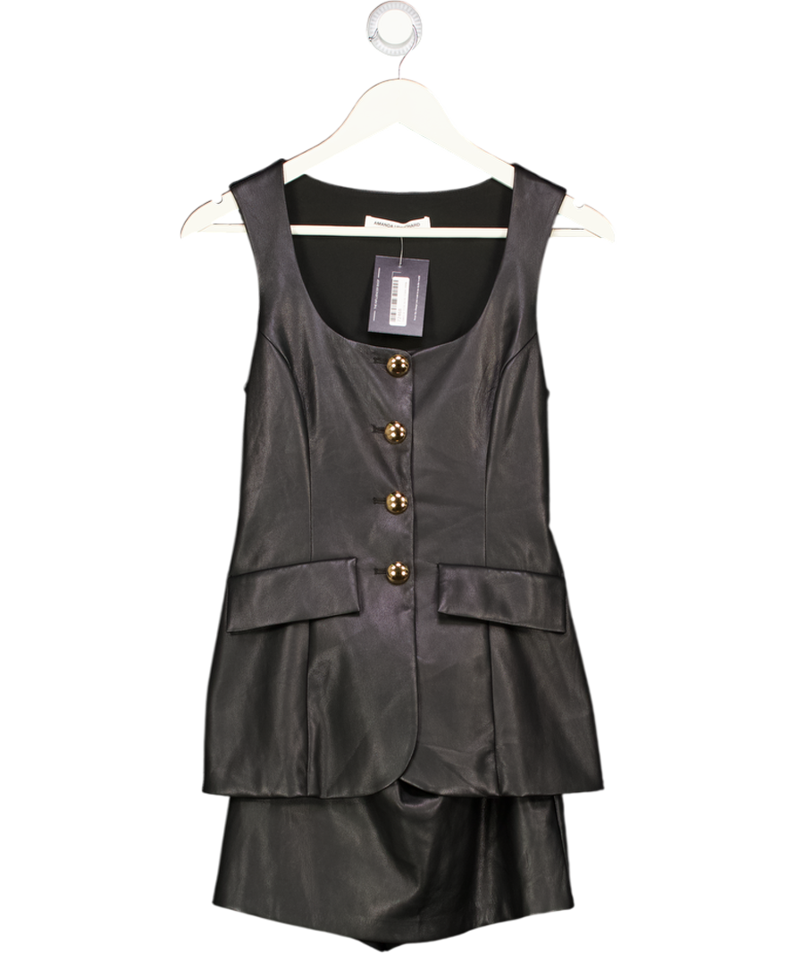 AMADA UPRICHARD Black Buttersoft Faux Leather Kya Playsuit UK XS