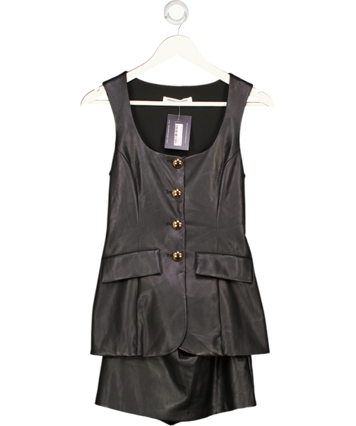 AMADA UPRICHARD Black Buttersoft Faux Leather Kya Playsuit UK XS