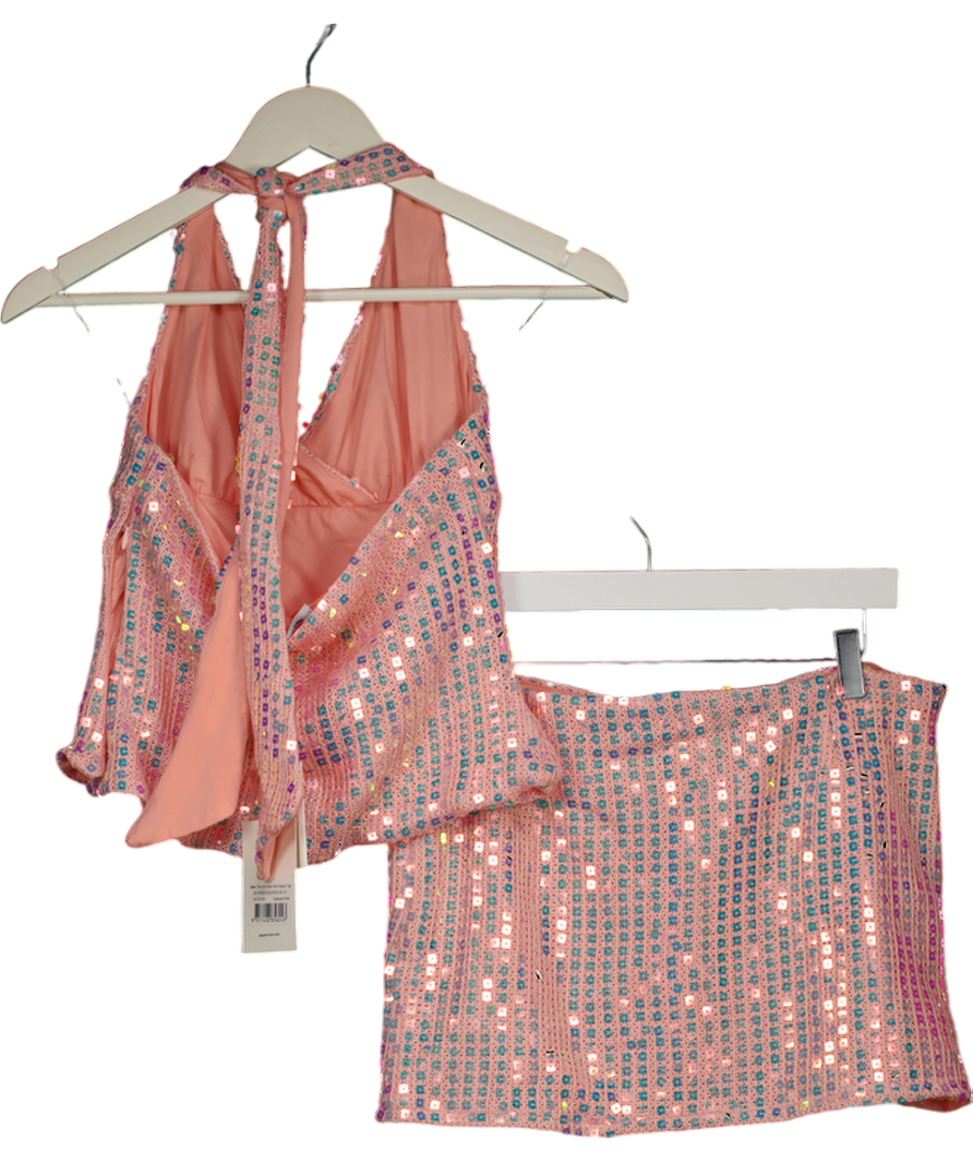 Peppermayo Pink Been That Girl Halter Knit Sequin Top (uk8) And Mini Skirt Set UK 10