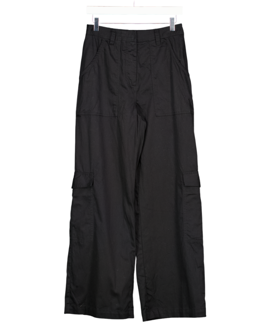 VENROY Black Wide Leg Cargo Trousers UK S