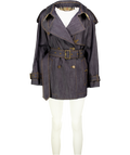 BURBERRY Blue Dark Denim Short Fitzrovia Trench Coat UK XS