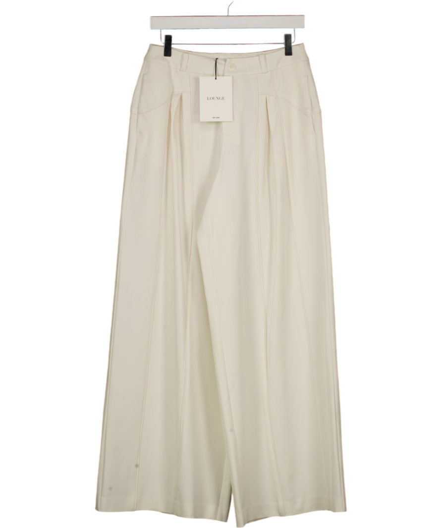 LOUNGE Off - White Wide-leg Pleat Detail Trousers UK 10