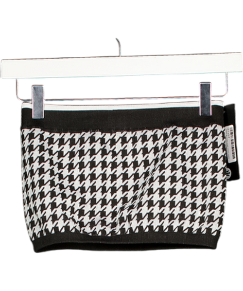 ASTORIA ACTIVEWEAR Black Seamless Knit Bandeau Top - Black/grey Houndstooth UK S