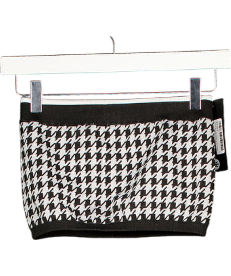ASTORIA ACTIVEWEAR Black Seamless Knit Bandeau Top - Black/grey Houndstooth UK S