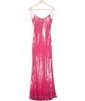 SUKSAI Pink Flora Sequin Maxi Dress UK XS