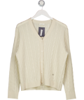 Lilysilk Cream Cashmere Cable-knit Cardigan UK S