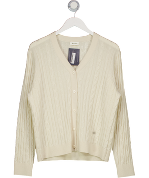 Lilysilk Cream Cashmere Cable-knit Cardigan UK S