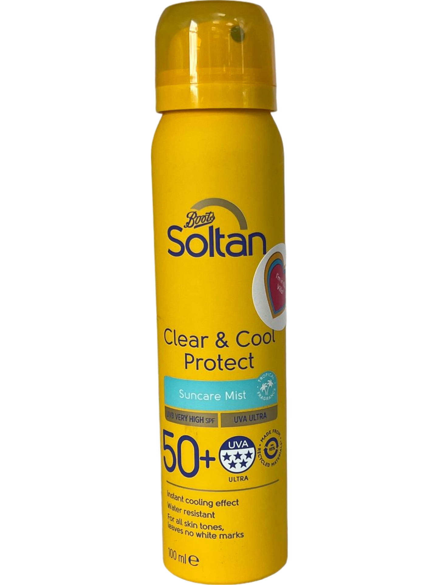 Boots Soltan Clear & Cool Protect Sunscreen Mist SPF 50+ Yellow 100ml