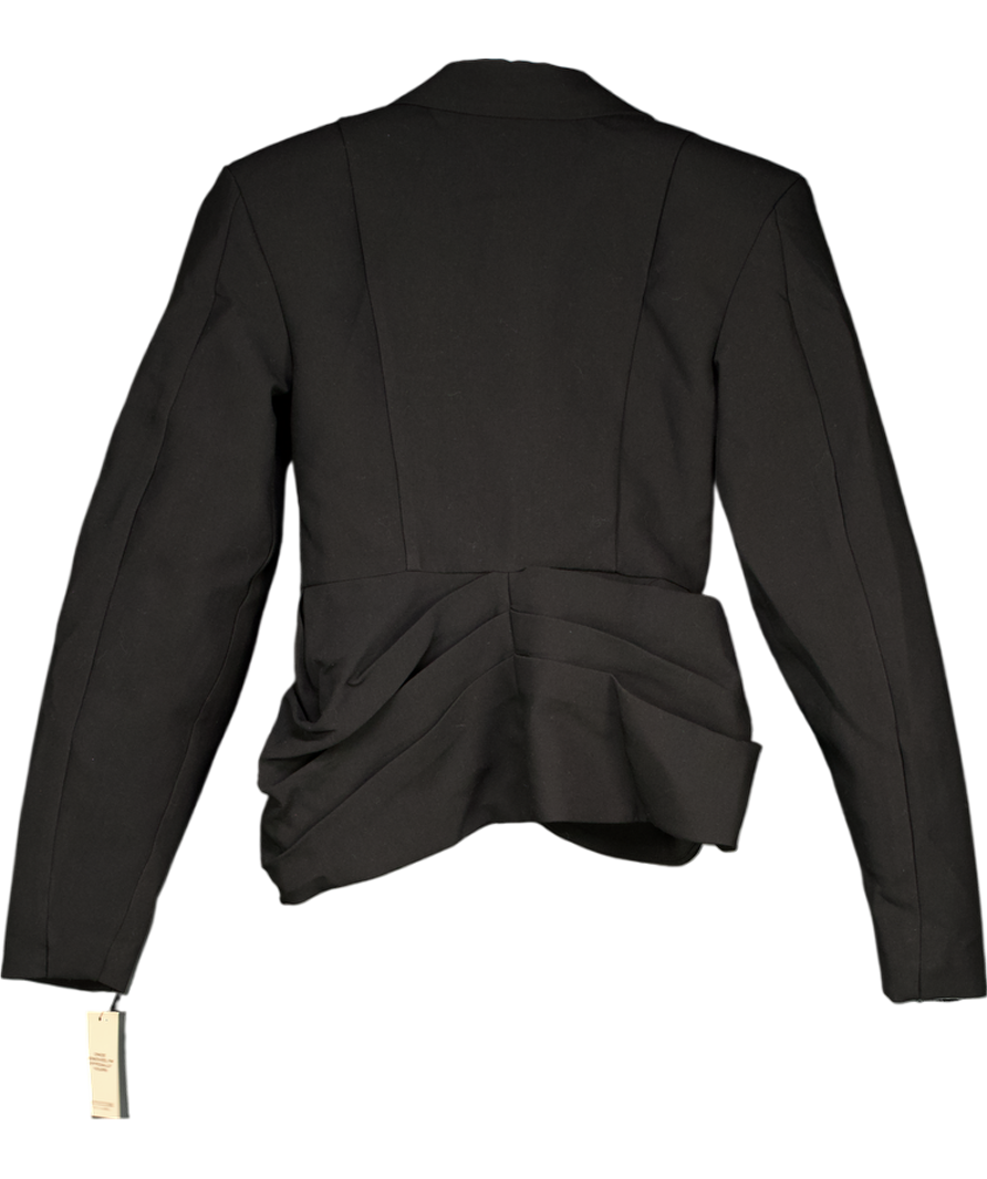 PrettyLittleThing Black Premium Woven Pleated Hip Detail Blazer UK S