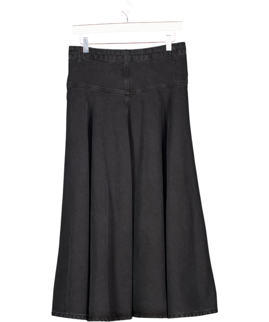 Topshop Black Denim Yoke Front Maxi Skirt UK 8