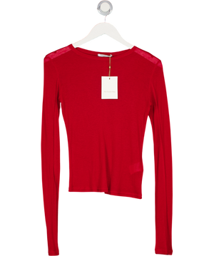 The Frankie shop Red Mesa Sheer Long Sleeve Tee UK S