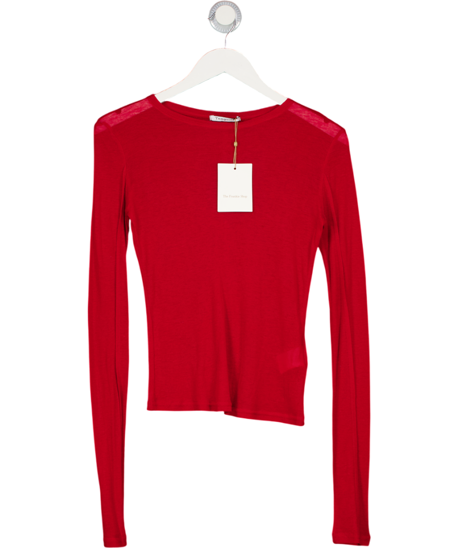 The Frankie shop Red Mesa Sheer Long Sleeve Tee UK S