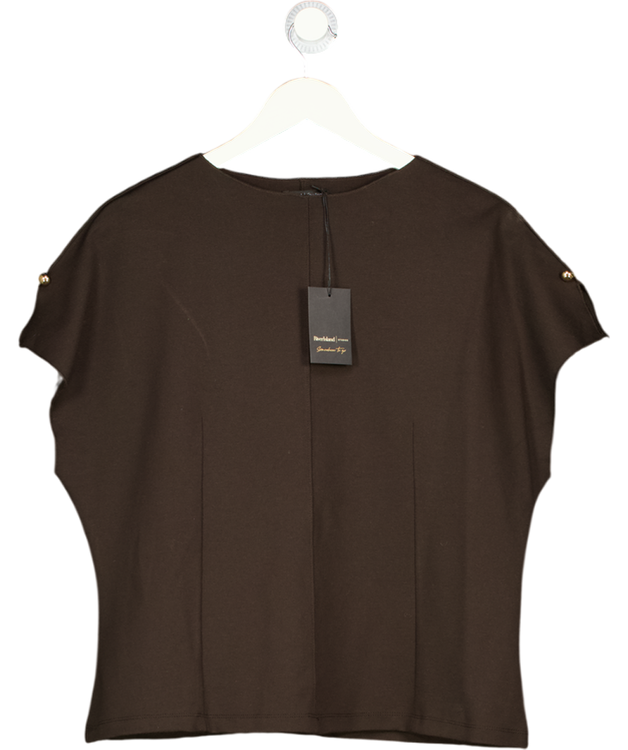 RIVER ISLAND Espresso Brown Short Sleeve Interlock Top UK L
