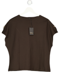 RIVER ISLAND Espresso Brown Short Sleeve Interlock Top UK L