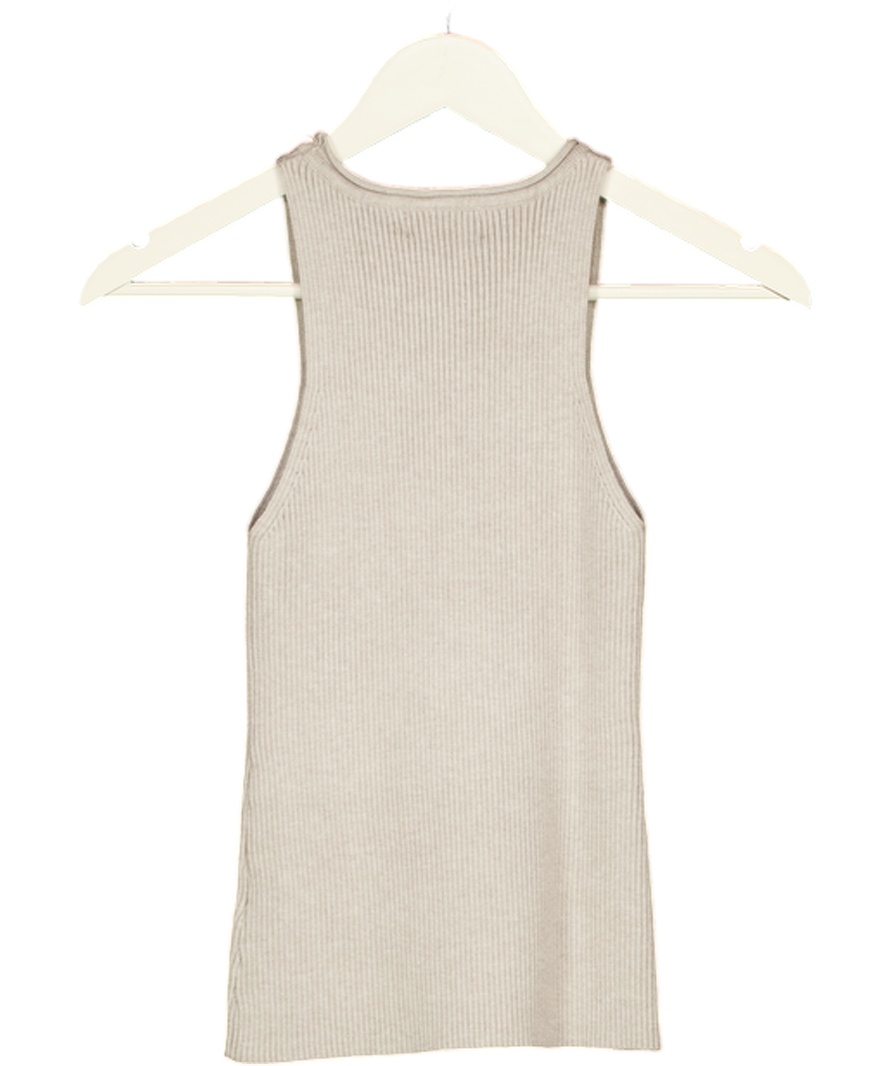 PRETTY LAVISH Grey Billie Ribbed Racer Crop Top UK XS