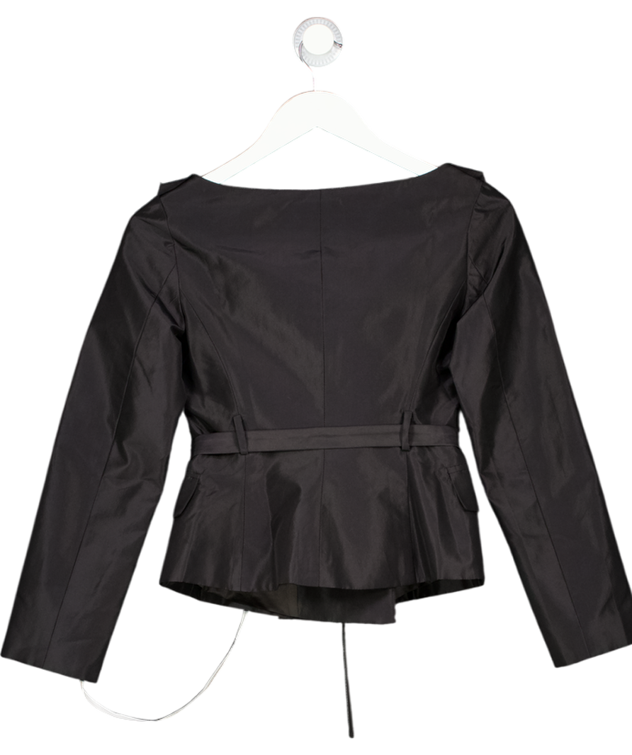 Aavelle Black Pure Silk Taffeta Princess Jacket UK XS