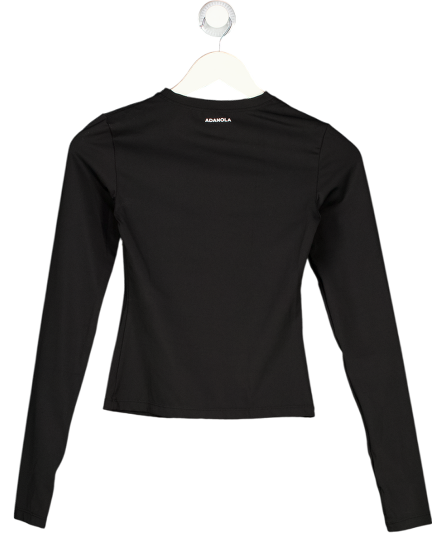 ADANOLA Black Long-sleeve Stretch-jersey Top UK XS