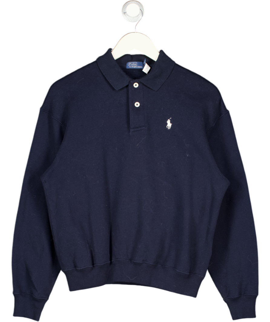 Polo Ralph Lauren Back Logo Collar Jumper In Navy Blue UK S