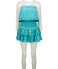 BAHABINI Turquoise Blue Embroidered Mini Dress UK S/M