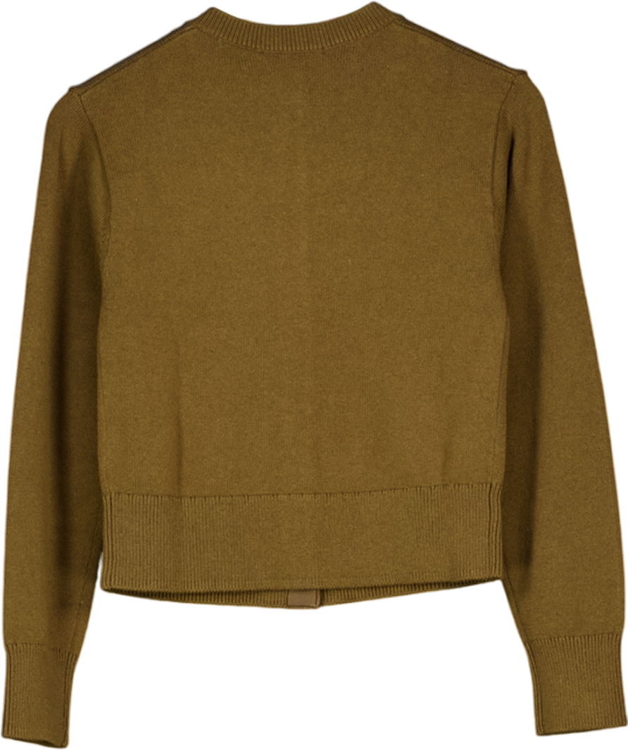 & Other Stories Light Brown Wool & Cotton Blend Thin-knit Cardigan UK XS