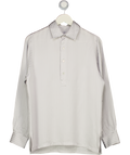 SERENA BUTE Silver Grey Pinstripe Satin George Shirt UK S