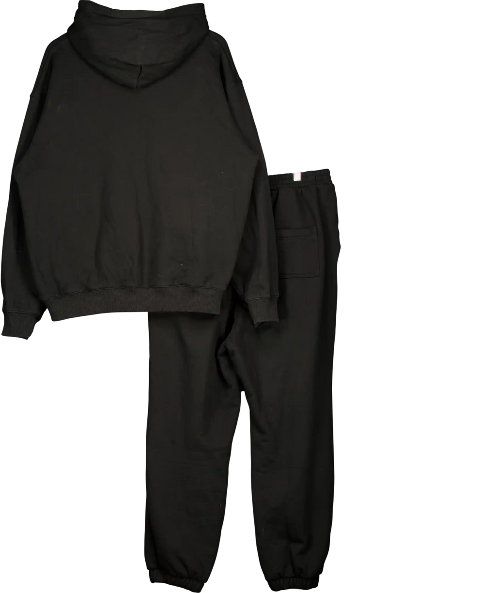 House of CB Black Moss Cotton Fleece-back Oversized Hoodie & Joggers UK XL