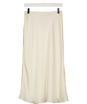 Abercrombie & Fitch Cream High Rise Satin Lace-hem Midi Skirt UK XS