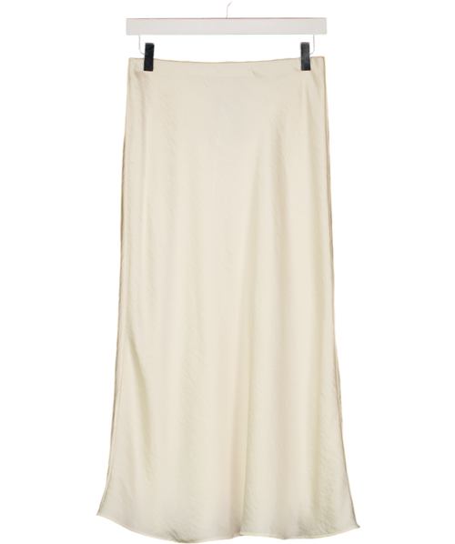 Abercrombie & Fitch Cream High Rise Satin Lace-hem Midi Skirt UK XS