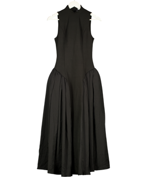 Club L High Neck Volume Skirt Midi Dress Black UK 6
