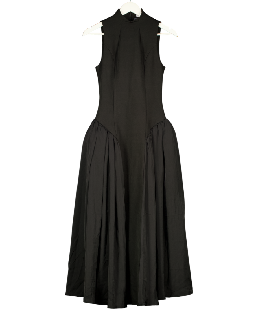 Club L High Neck Volume Skirt Midi Dress Black UK 6