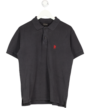 Balenciaga Black Lion-embroidered Piqué Polo Shirt UK S