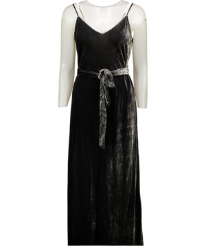 THE WHITE COMPANY Charcoal Grey Silk Velvet Bias Cut Slip Dress UK 12