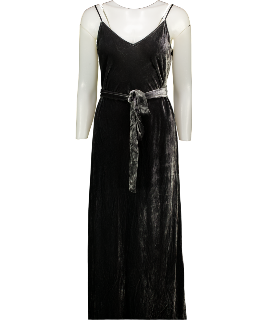 THE WHITE COMPANY Charcoal Grey Silk Velvet Bias Cut Slip Dress UK 12