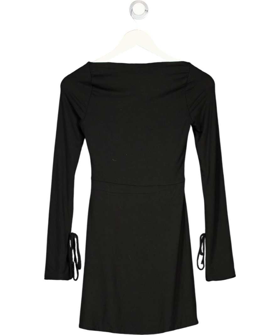 Oh Polly Black Amryn Long Sleeve A-line Mini Dress UK 8