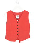 ZARA Red V Neck Button Fronted Waistcoat UK S