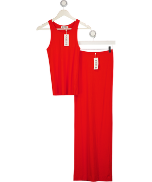 ETERNE Red 2-piece Cotton Modal Ribbed Stretch-jersey Tank (uk M) And Emma Maxi Skirt (uk S) Set UK S/M