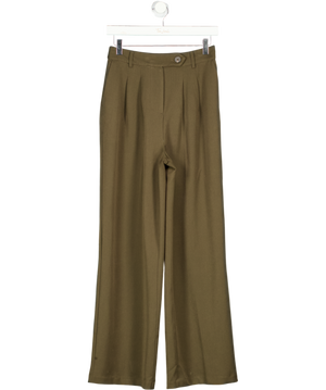 NEW LOOK Olive Green Pleated Front Wide Leg Trousers UK 8