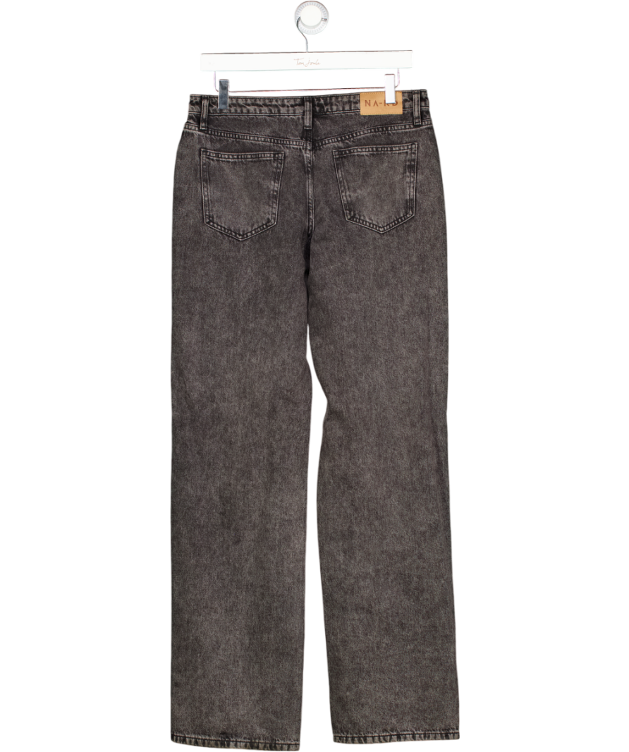 NA-KD Black Wide Leg Acid Wash Jeans UK 8